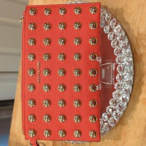 Michael Kors Jet Set Large Studded Pebbled Leather Wristlet NWOT